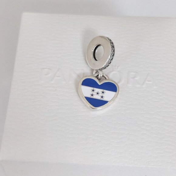 Pandora Honduras Flag Heart Exclusive Dangle Charm S925 Silver with box - Picture 3 of 8